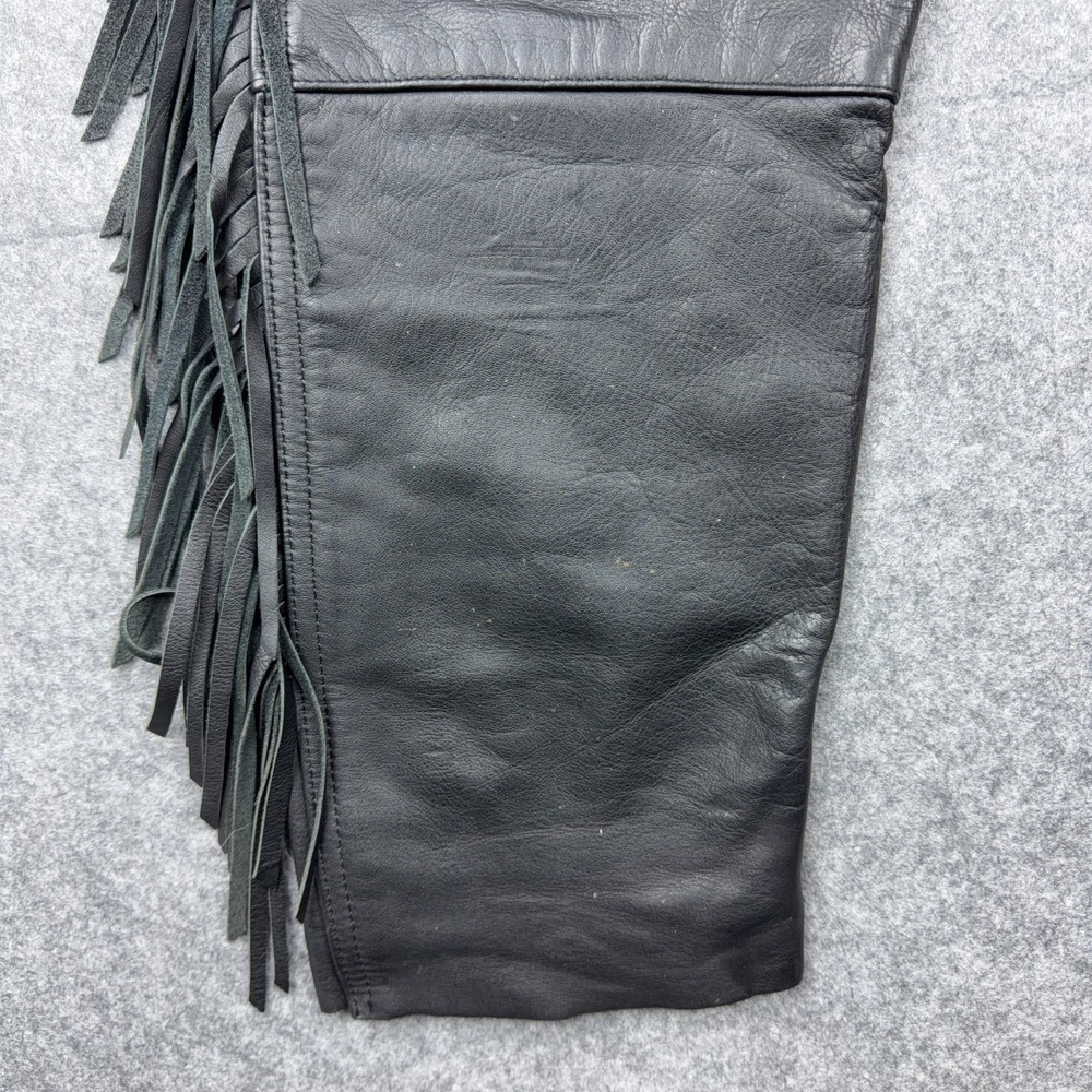 VTG Harley Davidson Leather Pants Womens 16 Black Motorcycle Biker‎ Fringe 80s - Picture 7 of 14